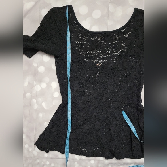 Free People Black Lace Peplum Open Back Top XS - Picture 10 of 16